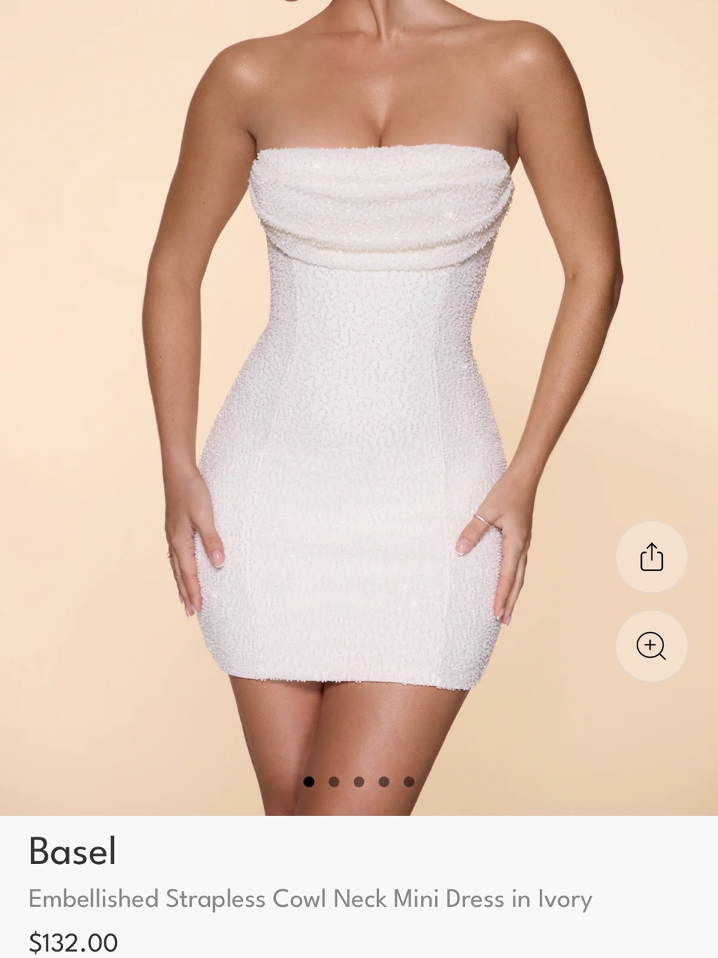 Oh Polly Basel Embellished Strapless Mini Dress In Ivory